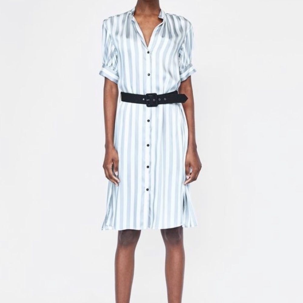 *NWT* Zara satin effect striped dress